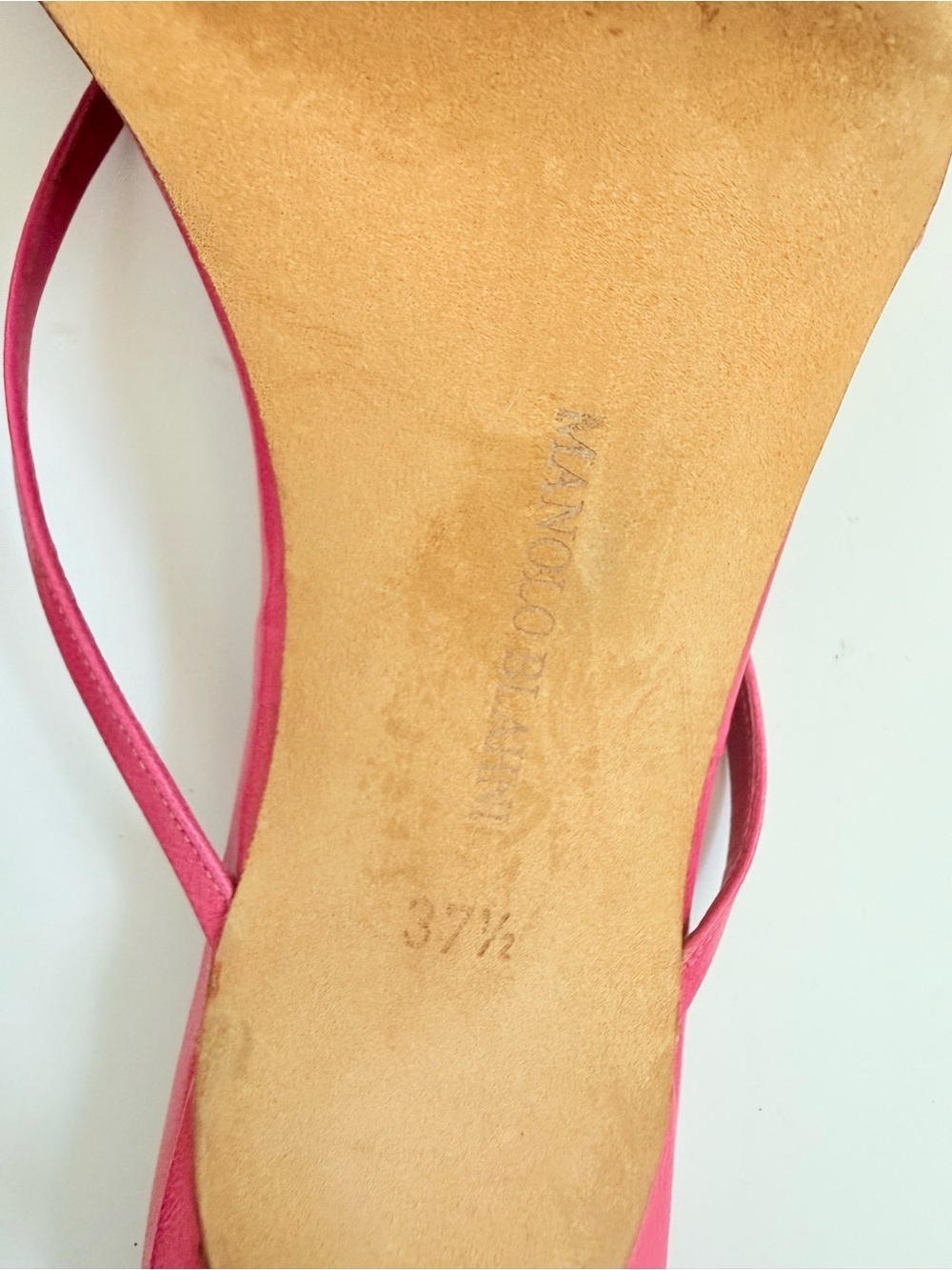 Rare Manolo Blahnik Hot Pink Strappy Thong Mule Sandals Kitten Heel EU 37.5 Y2K - Picture 12 of 12